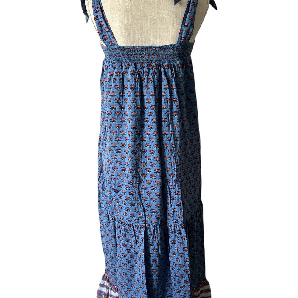 Cleobella Blue Floral Tie-Strap Midi Dress Sz/M. - Picture 3 of 11